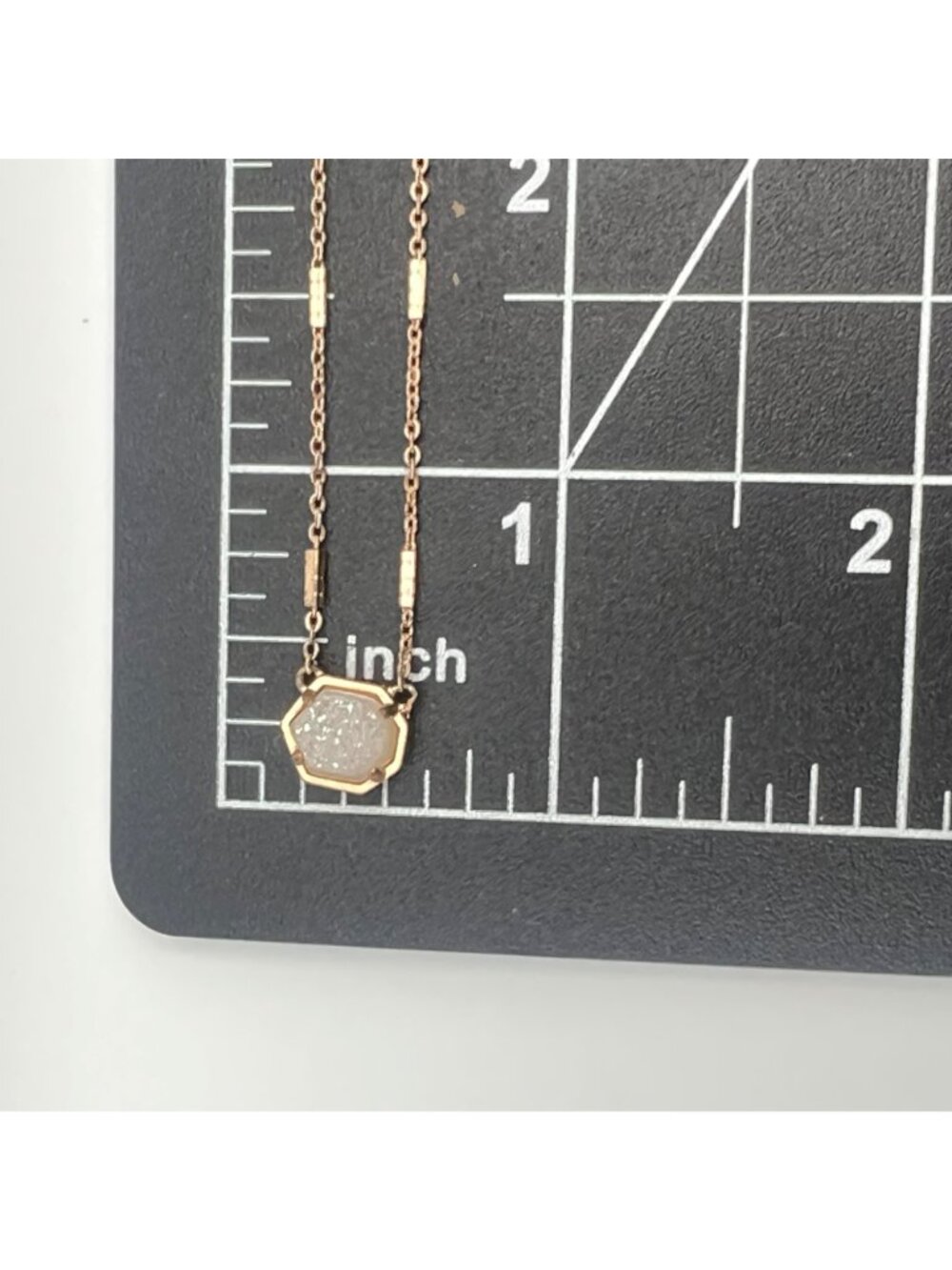 Kendra Scott Iridescent Drusy Necklace Rose Gold Tone 16" + 2" Druzy LOOK READ - Picture 13 of 13